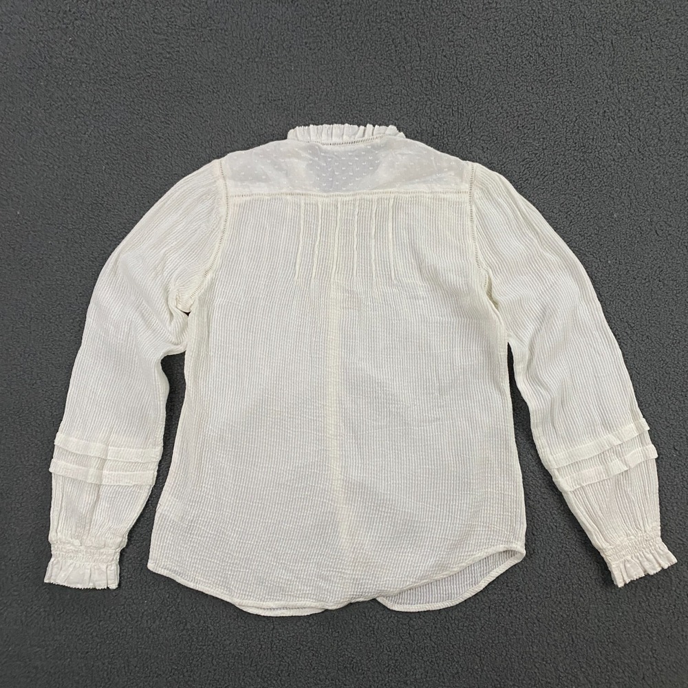 Faherty Willa Top Womens Medium Pintuck Gauze Cotton White Woven Boho Hippie - Picture 6 of 10